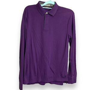Lincs DC & Co Sueded Cotton Long Sleeve Polo Shirt Men's Medium Purple Casual